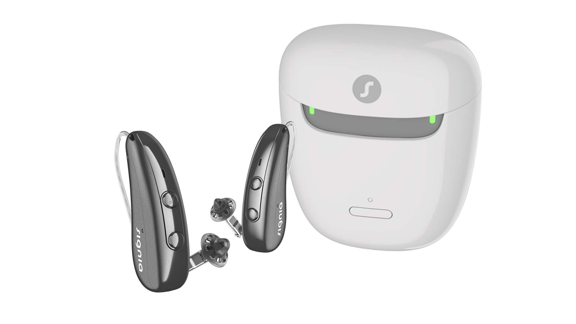 Pure Charge&Go IX grafit işitme cihazları ve şarj ünitesi